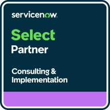 ServiceNow Select Partner badge, Consulting and Implementation